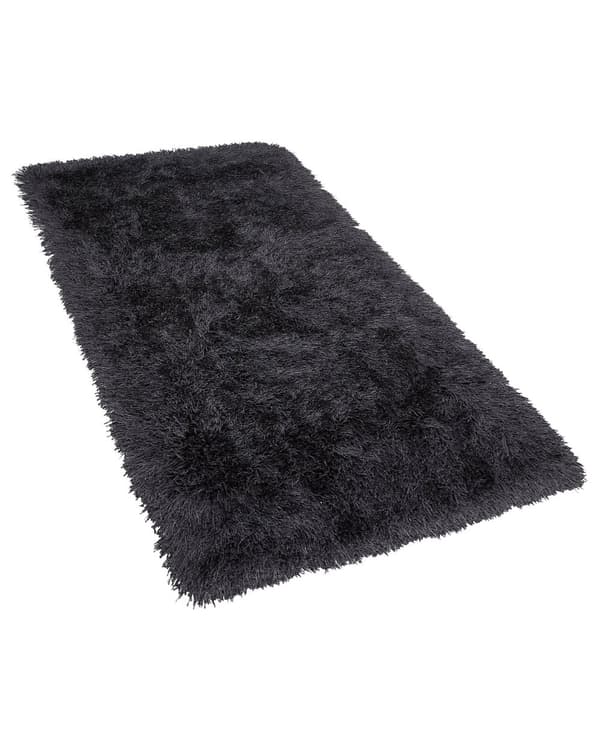 Sort shaggy tæppe 80 x 150 cm fluffy uldet