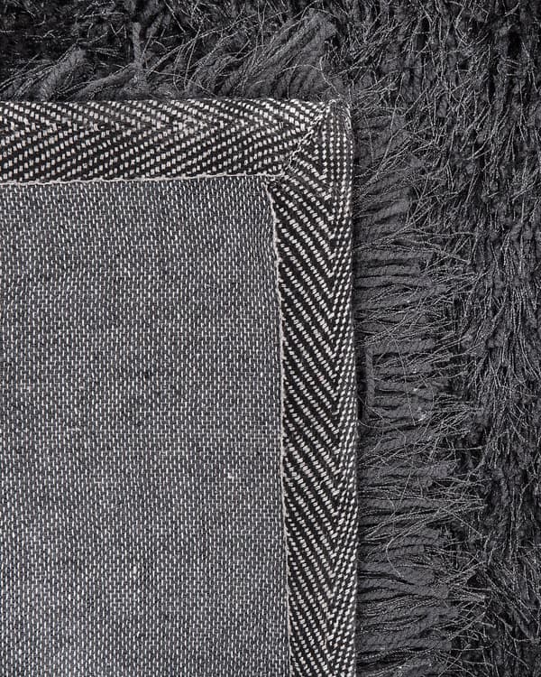 Sort shaggy tæppe 80 x 150 cm fluffy uldet