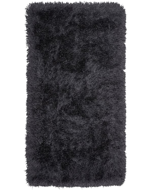 Sort shaggy tæppe 80 x 150 cm fluffy uldet