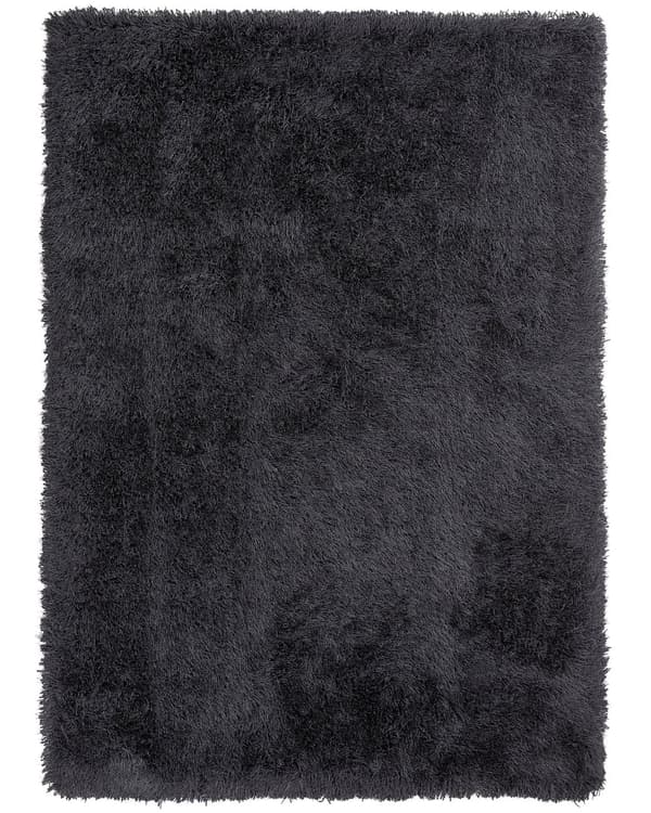 Sort shaggy tæppe 160 x 230 cm fluffy uldet