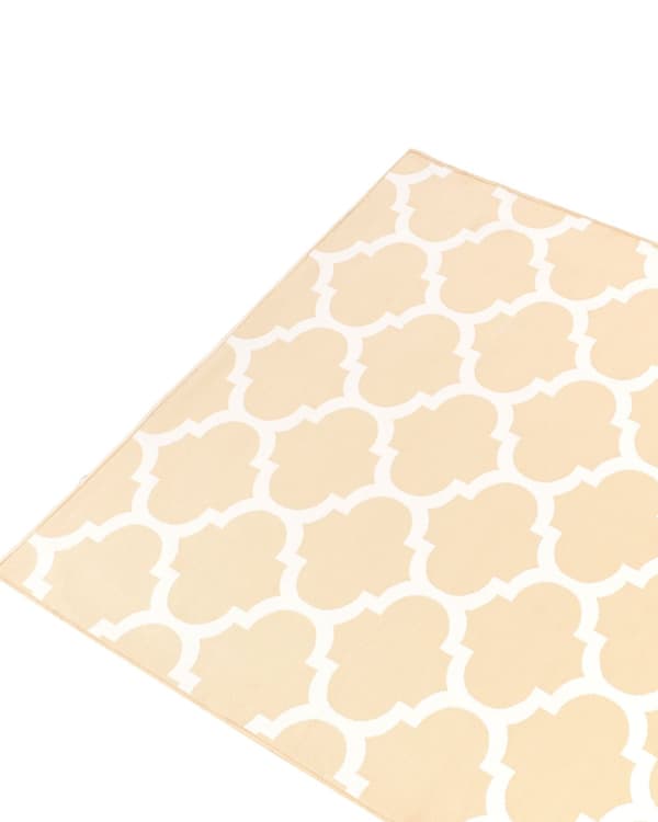 Gulvtæppe Hvid og Beige Polyester 140 x 200 cm Rektangulær Håndvævet Marokkansk Espalier Firkløver Indendørs Udendørs Oriental Indretning
