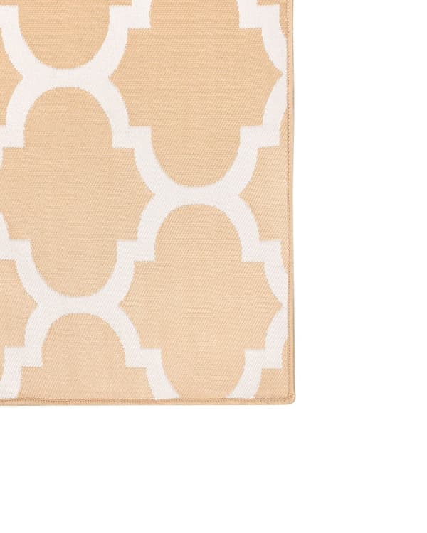 Gulvtæppe Hvid og Beige Polyester 140 x 200 cm Rektangulær Håndvævet Marokkansk Espalier Firkløver Indendørs Udendørs Oriental Indretning