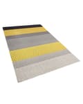 Miniatyrbillede 4 af 6: Gulvtæppe Grå Gul Uld Polyester Filt 140 x 200 cm Rektangulær Jacquardvævet Stribet Mønster Soveværelse Entré Boho Retro Indretning Tilbehør