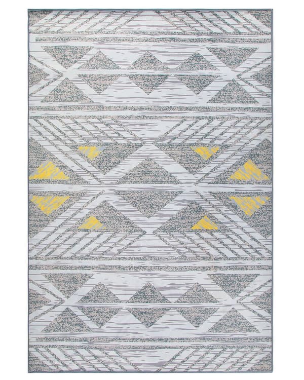 Matto harmaa keltainen polyesteri 160 x 230 cm geometrinen kuvio liukumaton lyhyt nukka moderni tyyli