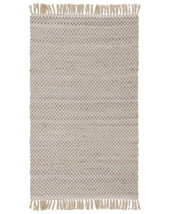 Matta Beige Jute och Bomull 80 x 150 cm Fransig Handvävd Boho Hall Sovrum