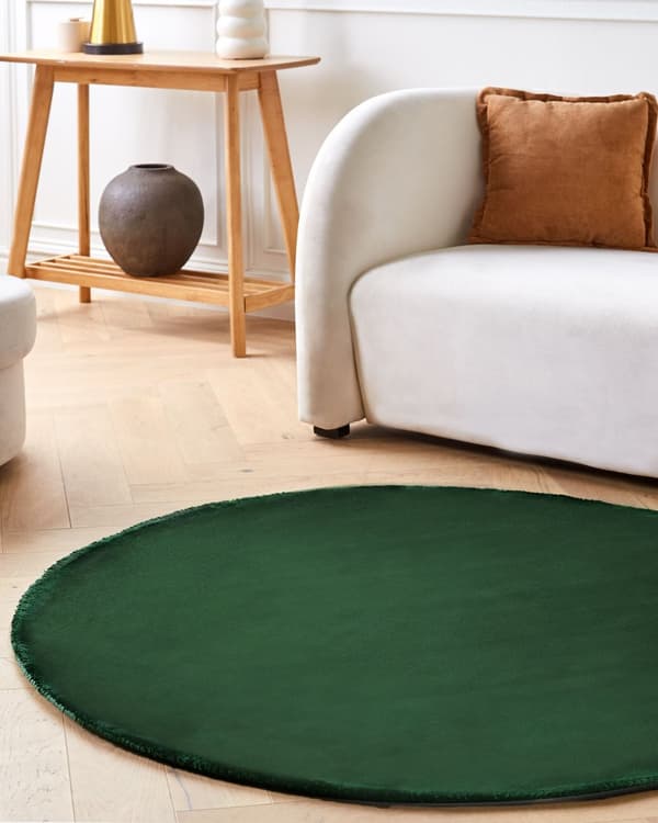 Matta Smaragdgrön Viskos Rund 140 cm Handtuftad Modern