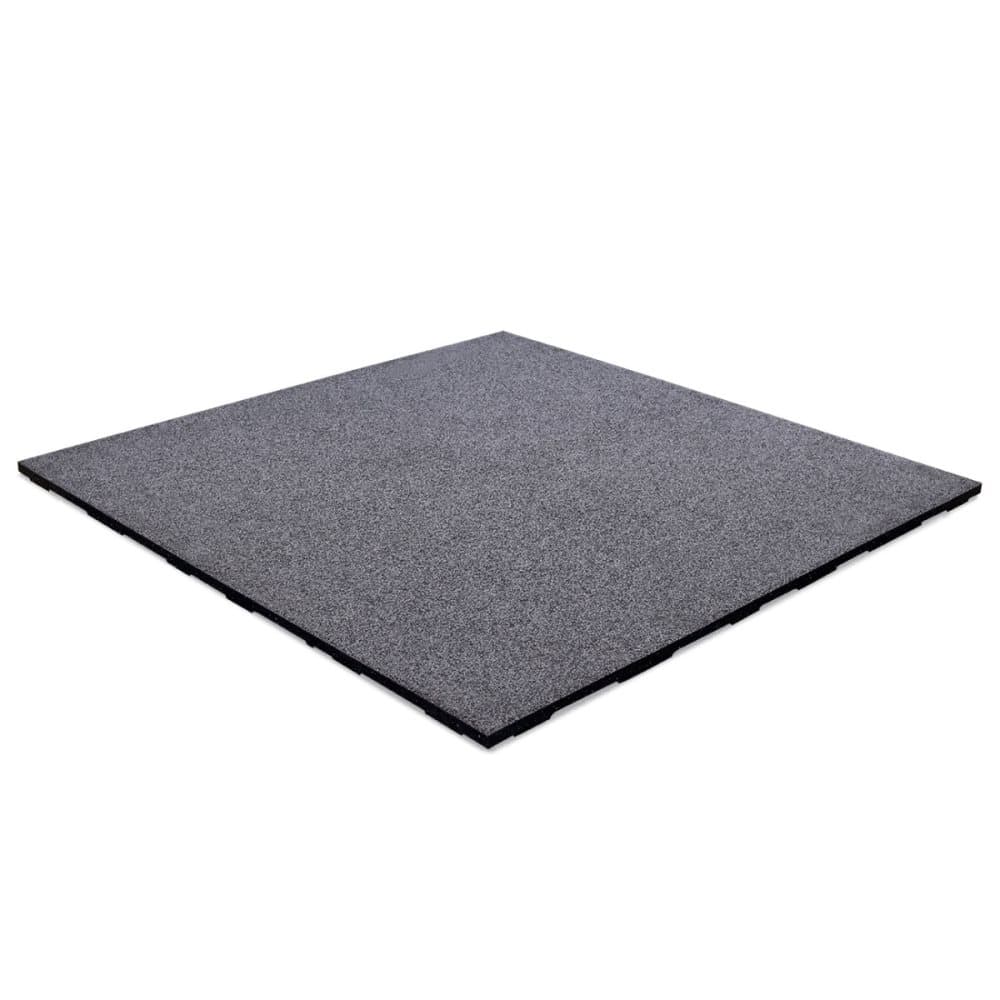Sportgolvplattor 'STONE' - 100x100 cm - 20 mm - Mellangrå EPDM / Svart SBR