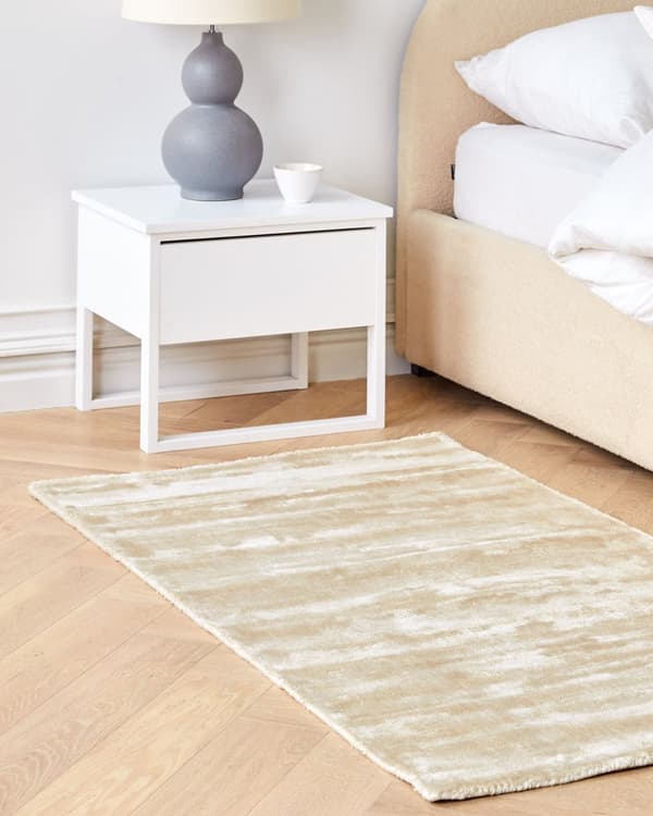 Matta Beige Viskos 80 x 150 cm Handtuftad Kort Lugg Modern