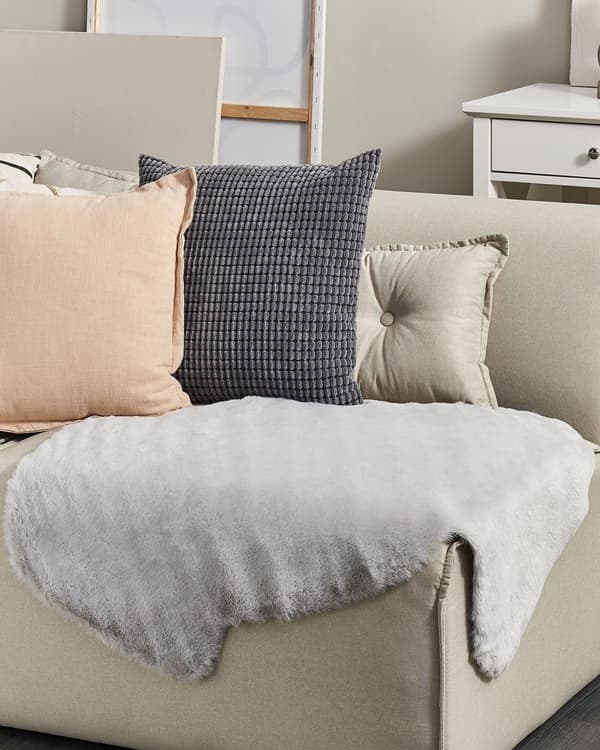 Kunstpels Tæppe Kanin Polyester Grå 60 x 90 cm Boho Moderne Design Dekoration Tilbehør Kunstskind Lysegrå Gulvtæppe Stue Soveværelse Spisestue