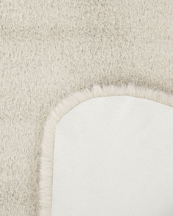 Kunstpels Tæppe Kanin Polyester Beige 60 x 90 cm Boho Moderne Design Dekoration Cremehvid Kunstskind Gulvtæppe Stue Spisestue Indretning