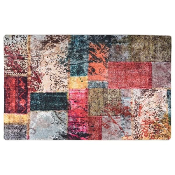 vidaXL gulvtæppe 160x230 cm skridsikkert og vaskbart patchworkdesign