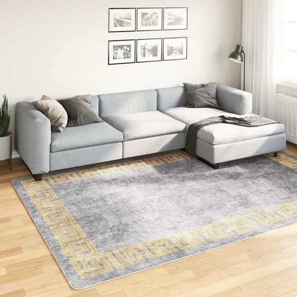 vidaXL gulvtæppe 190x300 cm skridsikkert og vaskbart grå