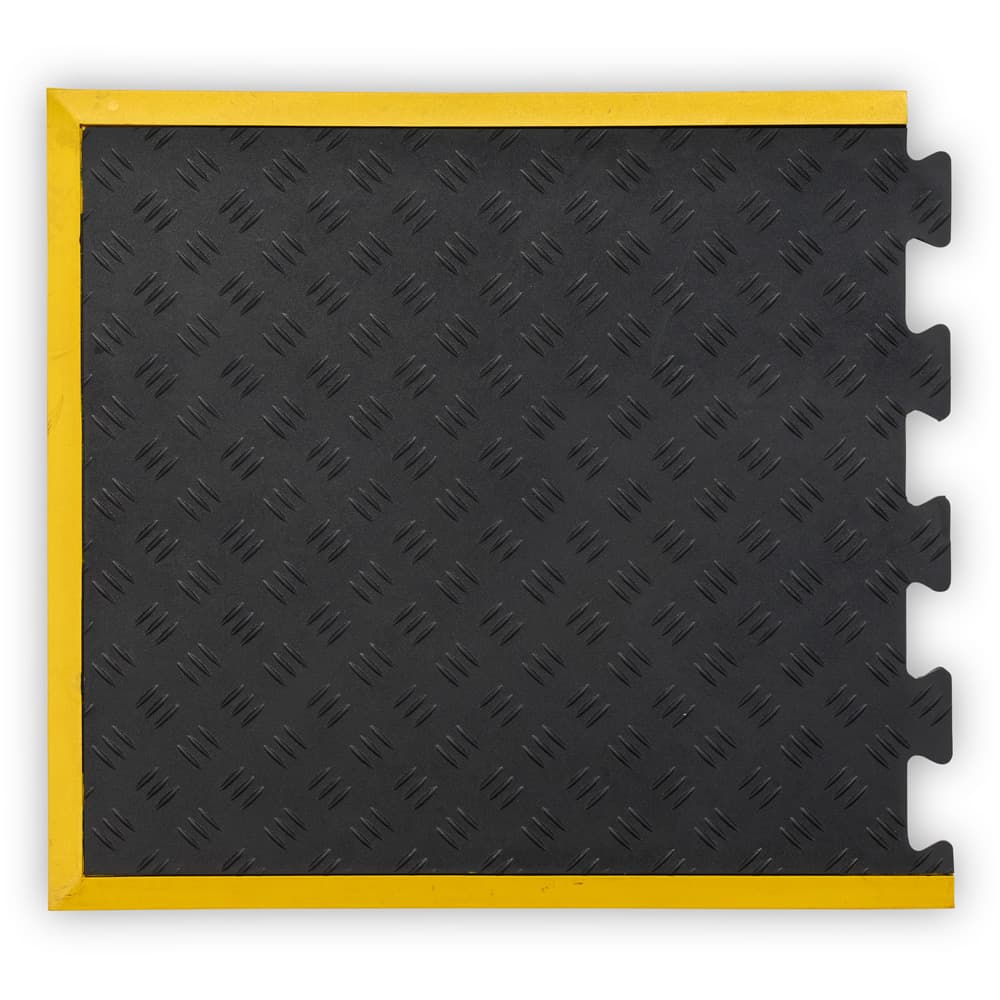 Comfort Zone verkstadsmatta / Anti trötthetsmatta med gul sluttande kant - ändstycke - 70 x 80 cm