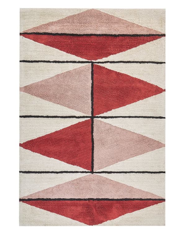 Matto monivärinen puuvillaa 140 x 200 cm geometrisilla kuvioilla boho-tyyli
