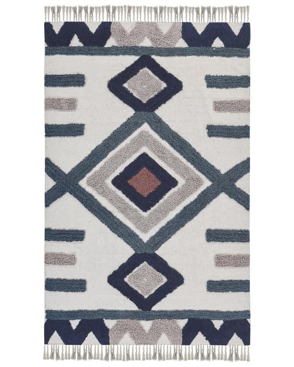 Matto monivärinen puuvillaa 140 x 200 cm geometrisilla kuviolla boho-tyyli