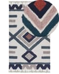 Pikkukuva 1 / 6: Matto monivärinen puuvillaa 140 x 200 cm geometrisilla kuviolla boho-tyyli