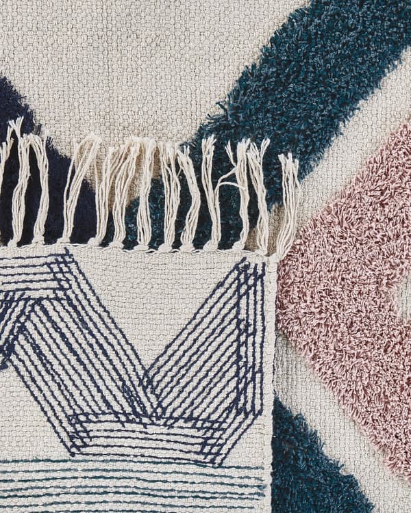 Matto monivärinen puuvillaa 160 x 230 cm geometrisilla kuviolla boho-tyyli