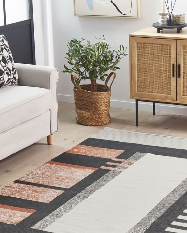 Matto monivärinen puuvillaa 160 x 230 cm geometrisilla kuvioilla boho-tyyli