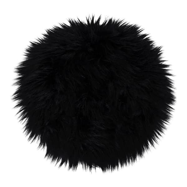 Laila stolepute, lammeskinn imitert Ø35 cm, svart.