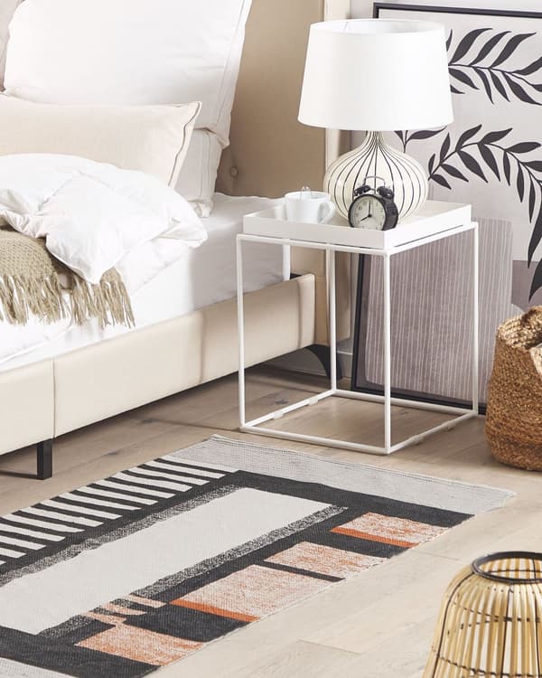Matta Beige Flerfärgad Bomull 80 x 150 cm Kort lugg Modern Skandinavisk