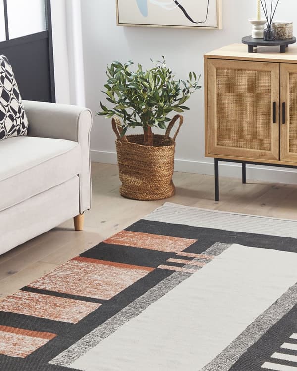 Matta Beige Flerfärgad Bomull 140 x 200 cm Kort lugg Modern Skandinavisk