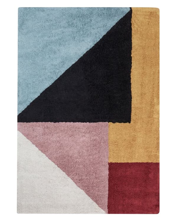 Matta Flerfärgad Bomull 140 x 200 cm Kort Lugg Geometriskt Mönster Rektangulär Retro