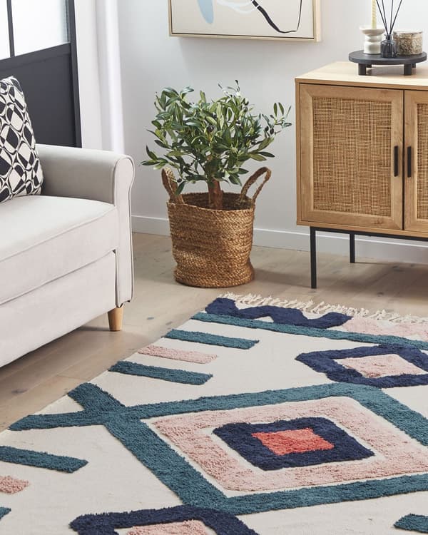 Matta Beige Flerfärgad 160 x 230 cm Rektangulär Skandinavisk Modern