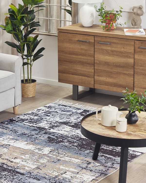 Matta Flerfärgad Polyester och Bomull 150 x 230 cm Handvävd Tryckt Abstrakt Slitet Mönster