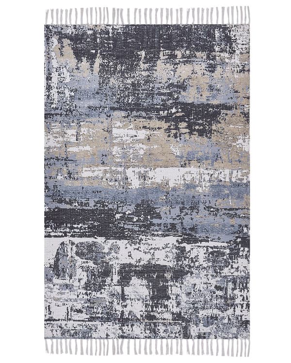 Matta Flerfärgad Polyester och Bomull 150 x 230 cm Handvävd Tryckt Abstrakt Slitet Mönster