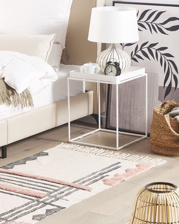 Matta Beige Svart Bomull 80 x 150 cm Rektangulär Abstrakt
