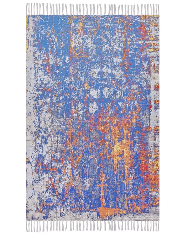 Matta Flerfärgad Polyester och Bomull 150 x 230 cm Handvävd Golvmatta Tryckt Abstrakt Mönster