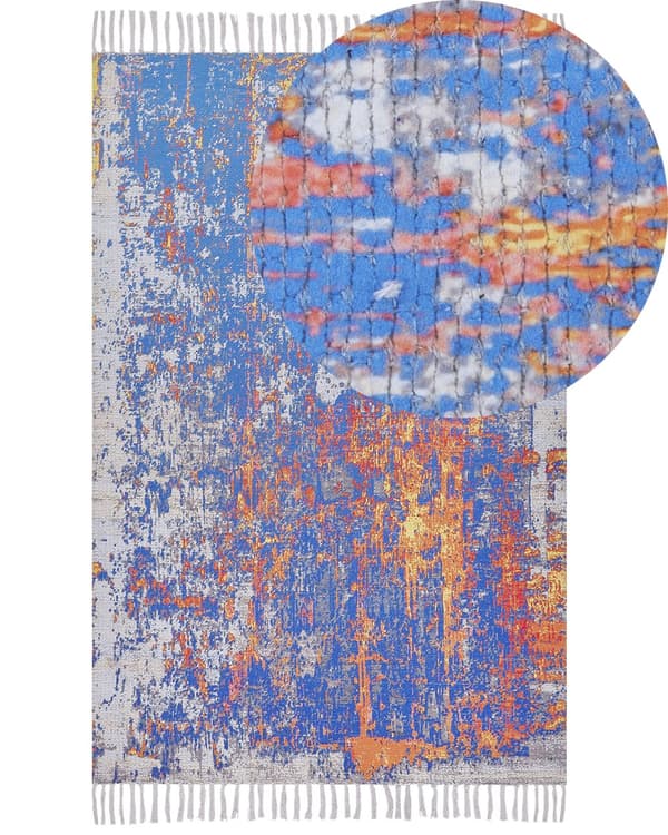 Matta Flerfärgad Polyester och Bomull 150 x 230 cm Handvävd Golvmatta Tryckt Abstrakt Mönster