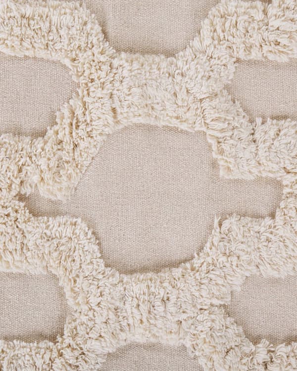 Matto beige puuvillaa 140 x 200 cm marokkolaistyylisellä kuvioinnilla tupsut