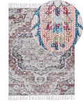 Miniatyrbillede 1 af 6: Flerfarvet Tæppe af Polyester og Bomuld 140 x 200 cm Orientalsk Mønster med Frynser Distressed Effekt