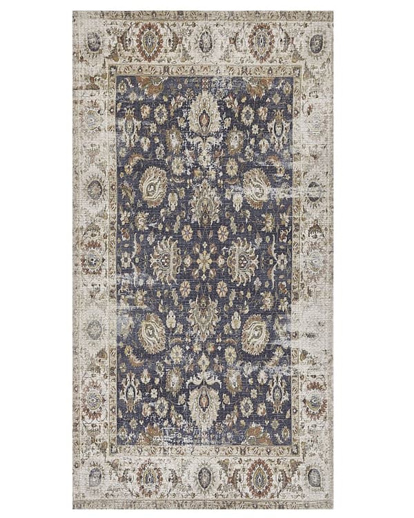 Gulvtæppe Polyester Bomuld Multifarvet 80 x 150 cm Dekorativ Kelim Uldtæppe Indendørs Fladvævet Løs Design Tæppe til Stuen Soveværelse