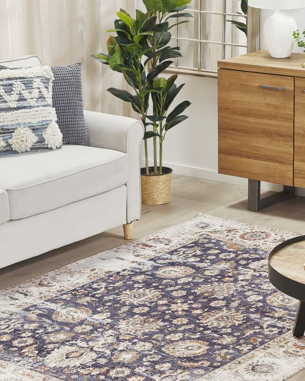 Gulvtæppe Polyester Bomuld Multifarvet 150 x 230 cm Dekorativ Kelim Uldtæppe Indendørs Fladvævet Løs Design Tæppe til under Spisebord