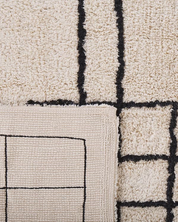 Tæppe 80 x 150 i Beige Farve Bomuldstæppe i Geometrisk Mønster