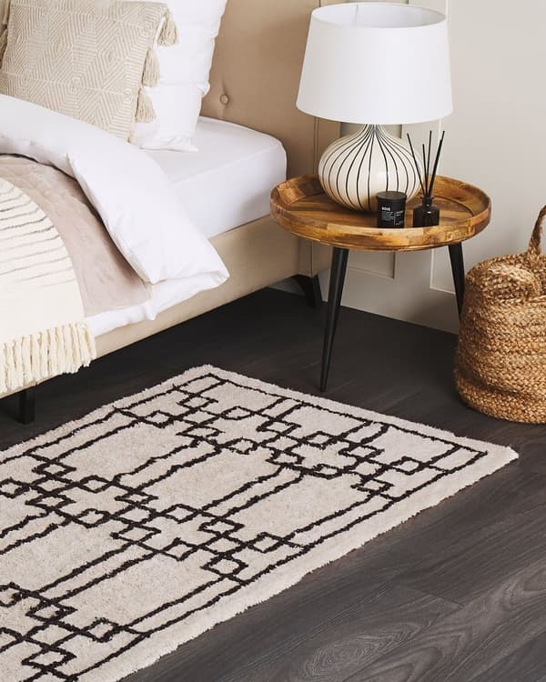 Tæppe 80 x 150 i Beige Farve Bomuldstæppe i Geometrisk Mønster