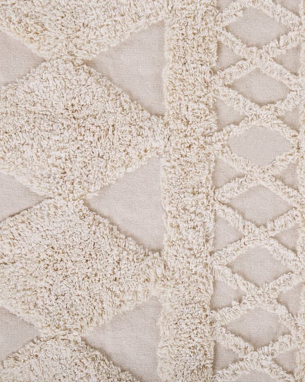 Gulvtæppe Beige Bomuld 160 x 230 Dekorativ Lille Rektangulær Rombe Mønstret Tuftet Tæppe med Frynser Design til Soveværelse Entré Indretning