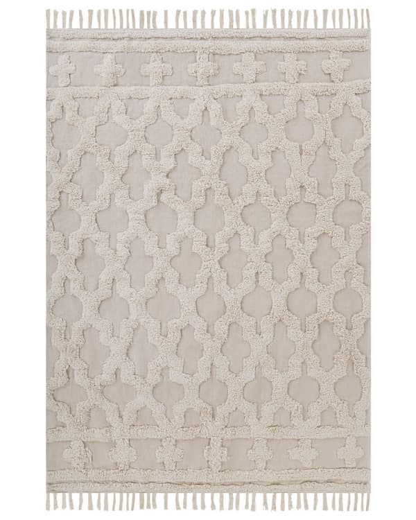 Tæppe 160 x 230 i Beige Farve Bomuldstæppe i Geometrisk Mønster