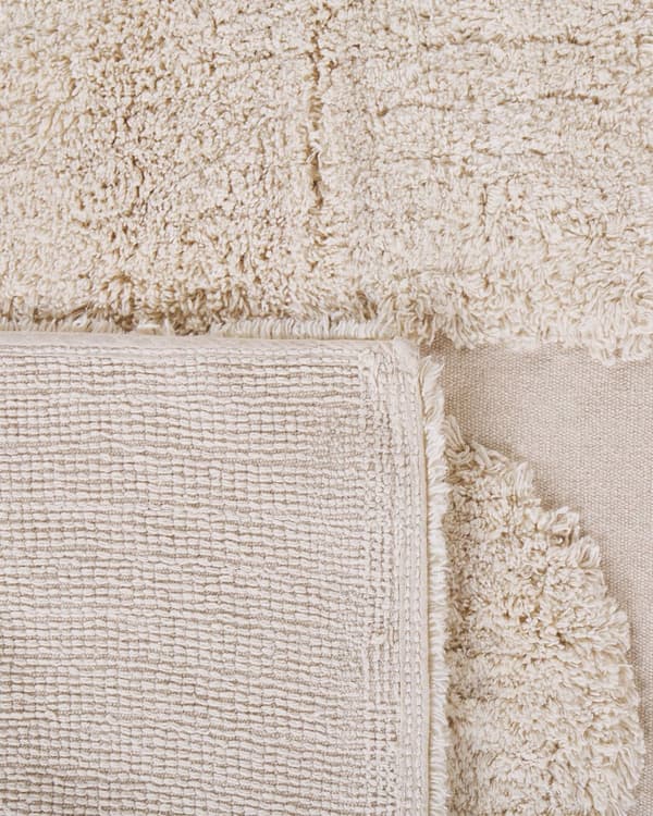 Gulvtæppe Beige Bomuld 140 x 200 Dekorativ Blød Fluffy Tuftet Shaggy Tæppe til Stuen under Sofabord Entré Soveværelse Skandinavisk Boho Dekor