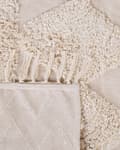 Miniatyrbillede 5 af 6: Gulvtæppe Beige Bomuld 80 x 150 Dekorativ Lille Rektangulær Rombe Mønstret Tuftet Tæppe med Frynser Design til Soveværelse Entré Indretning