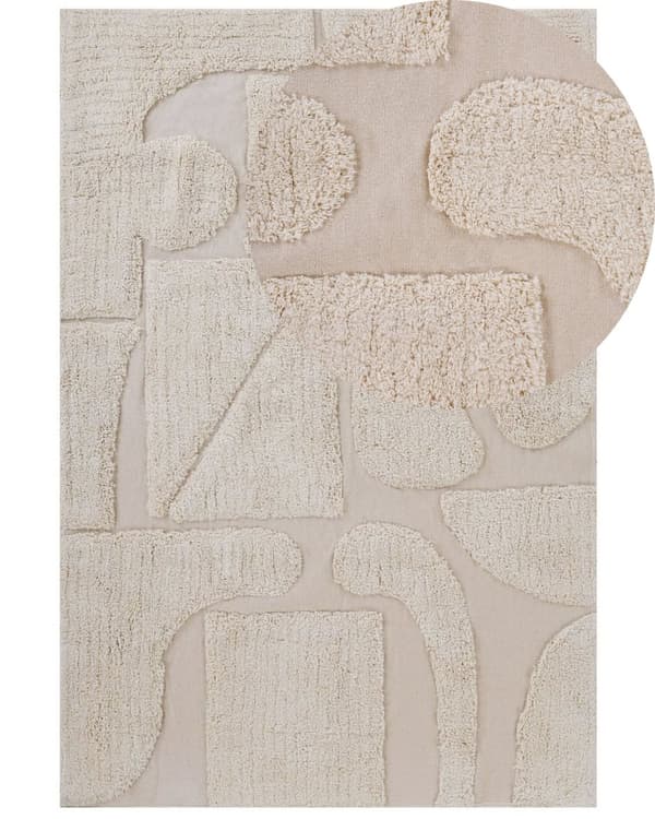 Gulvtæppe Beige Bomuld 160 x 230 Dekorativ Blød Fluffy Tuftet Shaggy Tæppe til Stuen under Sofabord Entré Soveværelse under Spisebord Boho