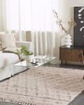Miniatyrbild 2 av 6: Matta Beige Bomull 140 x 200 cm Tuftad Marockansk Quatrefoil Mönster Tofsar Vardagsrum Sovrum