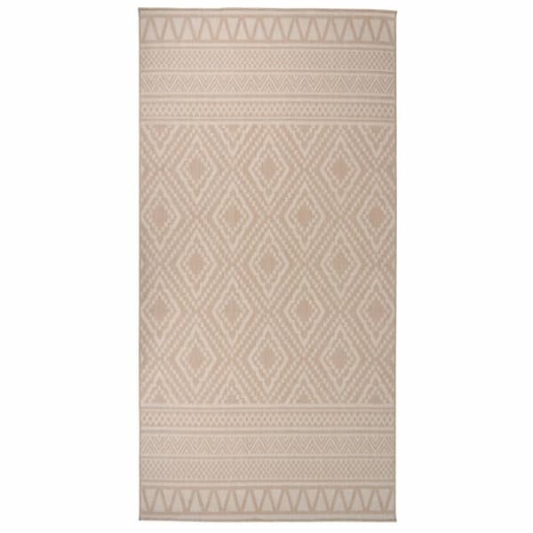 vidaXL Utendørs flatvevd teppe 100x200 cm brun striper