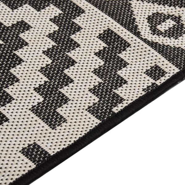 vidaXL fladvævet udendørstæppe 80x250 cm stribet sort
