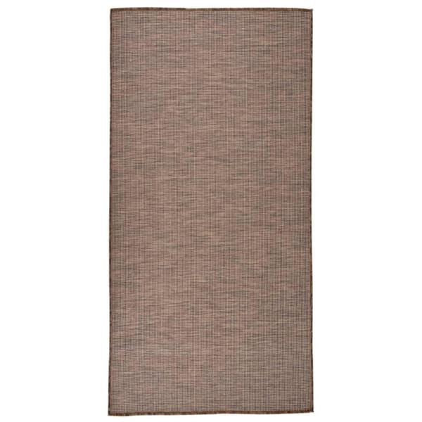 vidaXL fladvævet udendørstæppe 100x200 cm brun