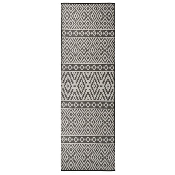 vidaXL Utendørs flatvevd teppe 80x250 cm svart striper