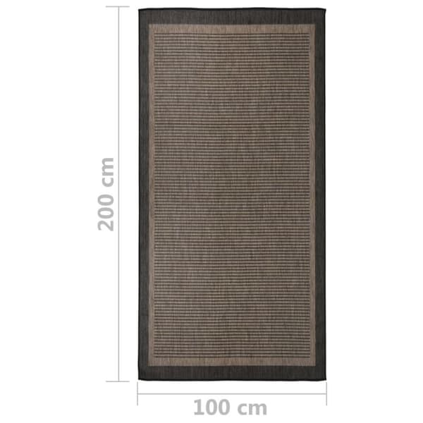 vidaXL fladvævet udendørstæppe 100x200 cm mørkebrun