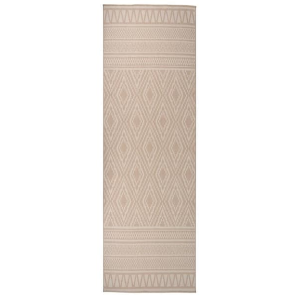 vidaXL Utendørs flatvevd teppe 80x250 cm brun striper